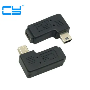 

90 Degree Left & Right Angled Mini USB 5 Pin Male to Female Extension Adapter adaptor Black,