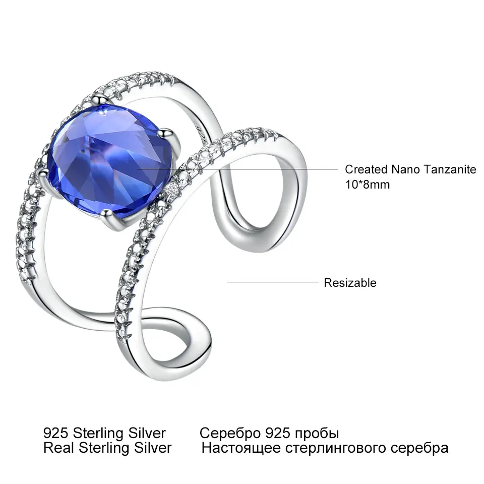 UMCHO, настоящее 925 пробы, серебряные кольца для женщин, камень по месяцу рождения, танзанит, драгоценный камень, серебряное кольцо, обручальное кольцо, ювелирное изделие, Новинка