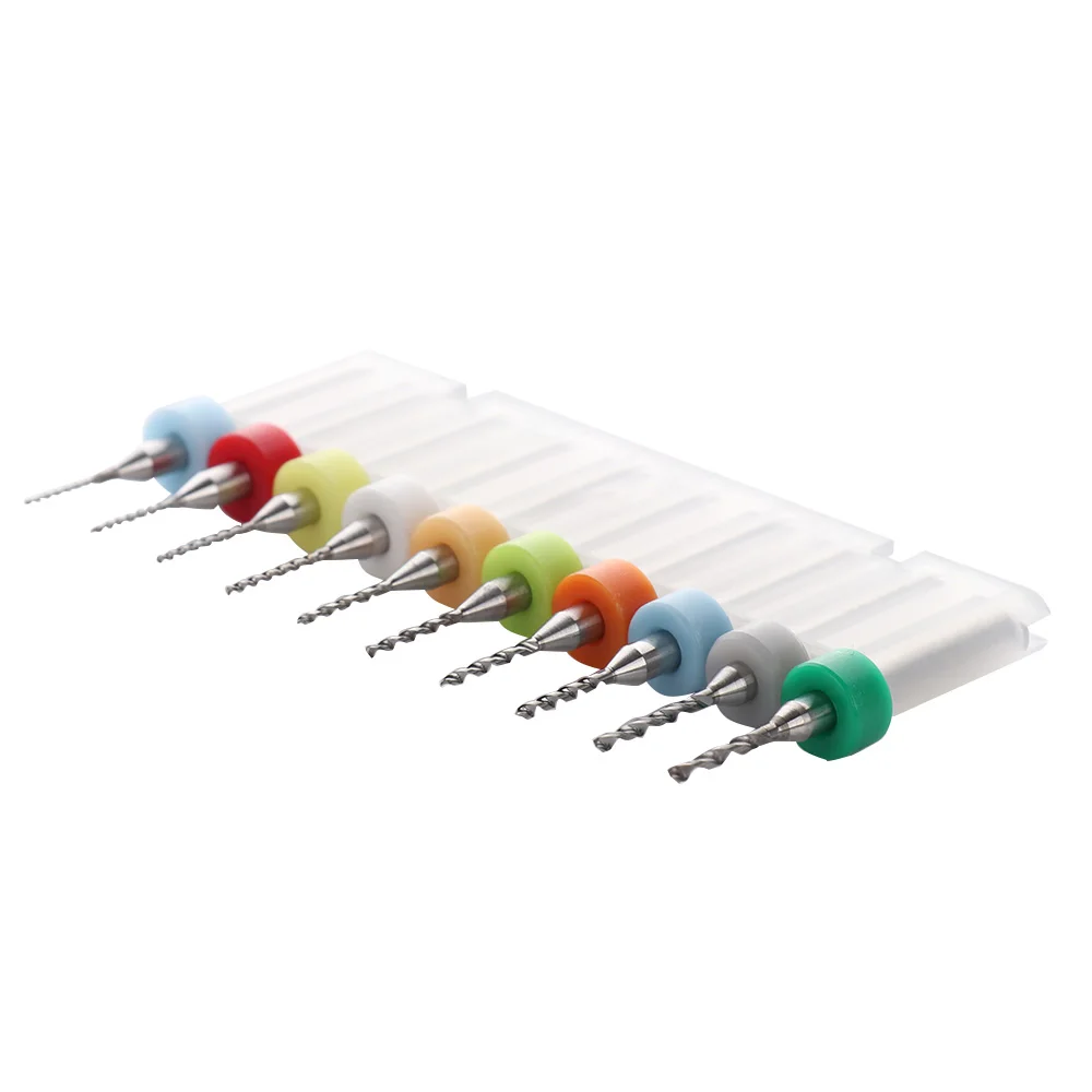 10pc 0.5-1.4MM Micro Mini Twist PCB Drill Bits Set CNC Print Circuit Board Tungsten Carbide Engraving Tool for Electricalworking