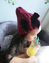 Korean style children fashion bowknot knitted hat girl winter warm beanies kid’s ski hats child caps baby accessories