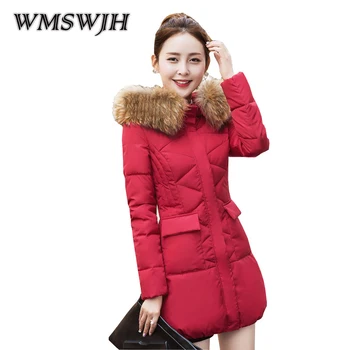

Winter Jacket Women's New Fashion Big Fur Collar Hooded Cotton Clothes Elegant High Quality Mid Long Section Cotton Clothes