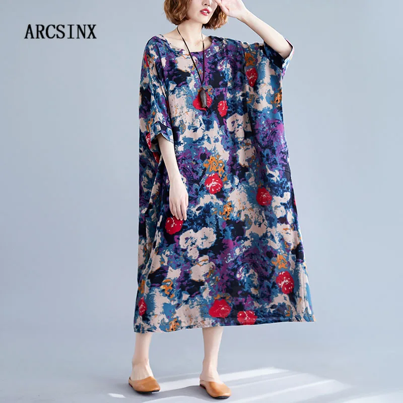 

ARCSINX Large Size Dresses For Women 4XL 5XL 6XL Casual Floral Women's Dress Oversized 7XL 8XL 9XL 10XL Sundress Female Summer