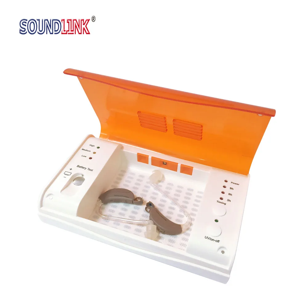 

Electronic Hearing Aid Dryer UV LED Sanitizer Dehumidifier Drybox Drying Case Protect Hearing Aids In-ear Monitors