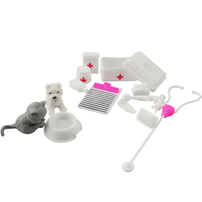 

15 Pcs / Set Pets Nurse Doctor Tool Instruments Doll Accessories For Barbie Dolls Play House Medical Kit Toys Girls Gift