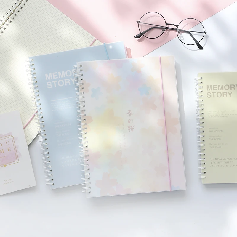 

Fresh Bandage PP Coil Notebook A5 B5 Grid Notebook Checkered Horizontal Line Notebook 1PCS