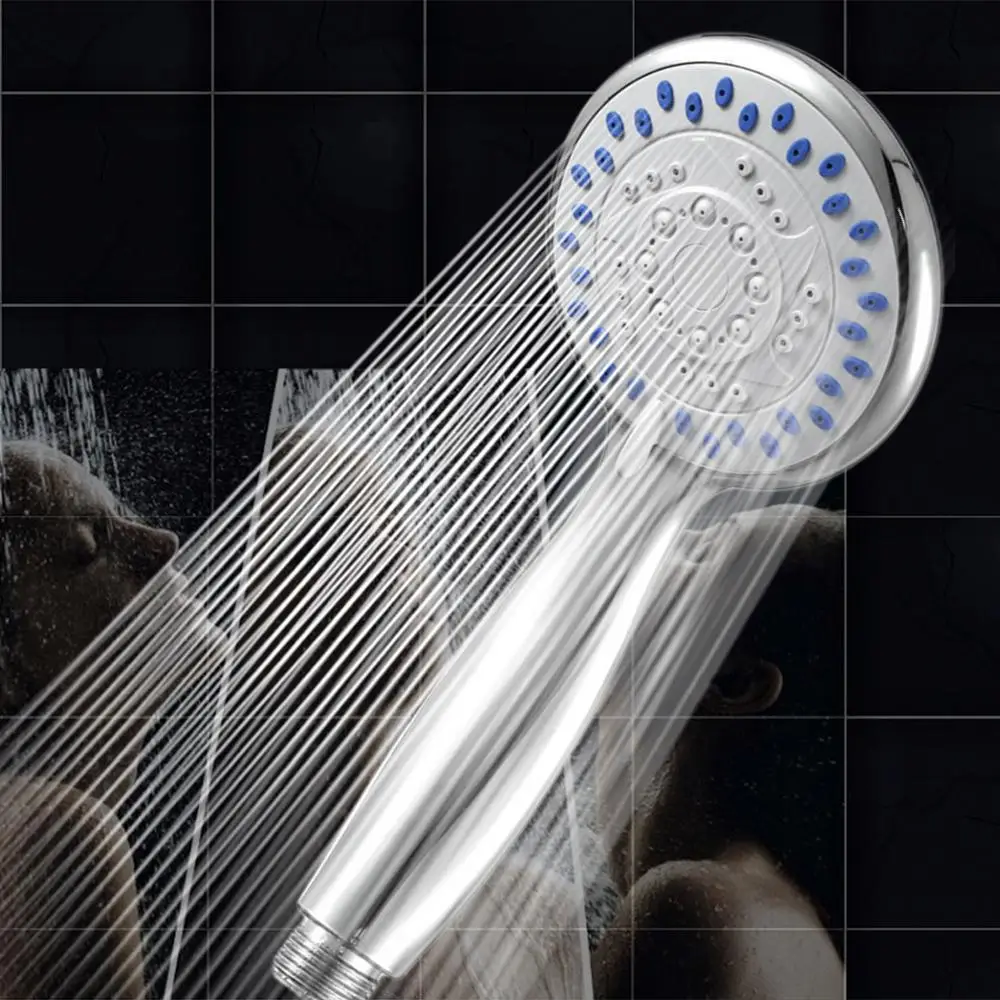 

Silver Chrome Shower Head With 3 Mode Function Spray Anti-limescale Universal Handheld Home Bathroom Water Saving Accessories