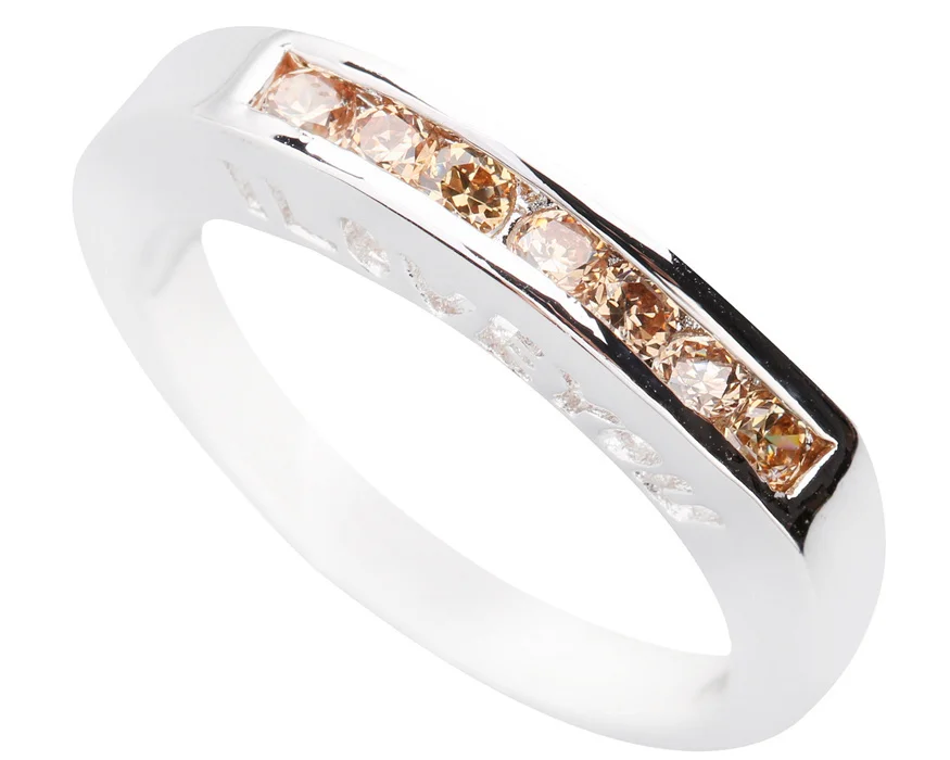 

I Love You Brown Morganite 3*3mm Semi-precious Stone Silver Cool For Women Ring Q1307