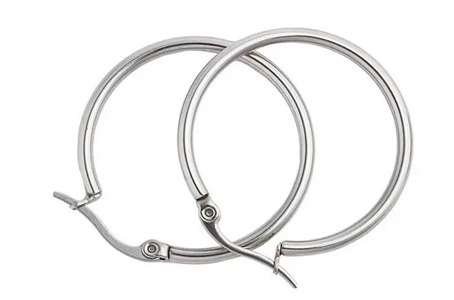 

2 Pairs 40mm/50mm Trendy silver stainless steel big hoop earrings for women surgical loop earrings Guangzhou jewelry