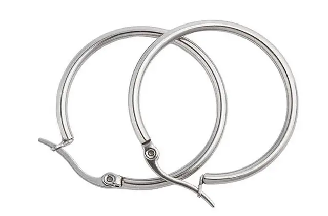 2 Pairs 40mm 50mm Trendy Silver Stainless Steel Hoop Earrings 2 Pairs 40mm 50mm Trendy Silver Stainless Steel Hoop Earrings For Women Surgical Loop