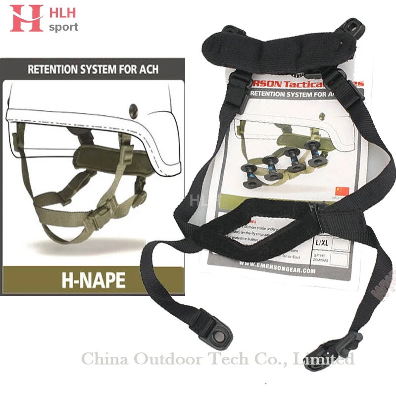 

Hlhlsport Helmet Retention System H-Nape Military Airsoft Paintball Helmet Accessory System Strap Black Tan