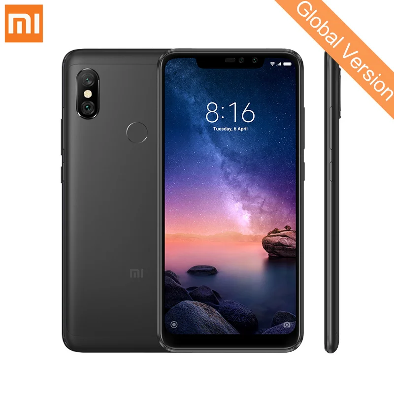 Глобальная версия Xiaomi Redmi Note 6 Pro 4 GB 64 GB мобильный телефон Snapdragon 636 Octa Core 6,26 "полный Экран 12MP + 5MP AI двойной Камера