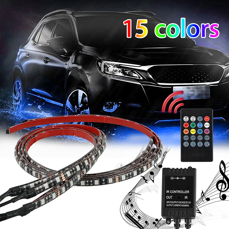 4 шт. автомобильные RGB Светодиодные полосы света светодиодные полосы света цвета декоративный дизайн автомобиля атмосферные лампы салона автомобиля свет с пультом дистанционного управления 12 В