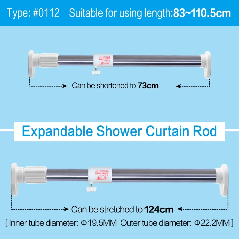 

Tube Diameter 22.2mm Window Shower Curtain Rod Bathroom Wardrobe Tension Rail Pipe without Drilling 32.68''-43.5'' DQ0112