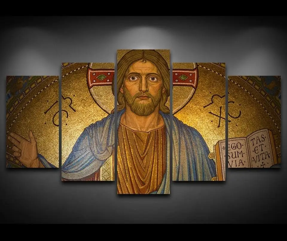 HD Print 5 pcs canvas wall art CHRIST JESUS Painting Canvas modern home