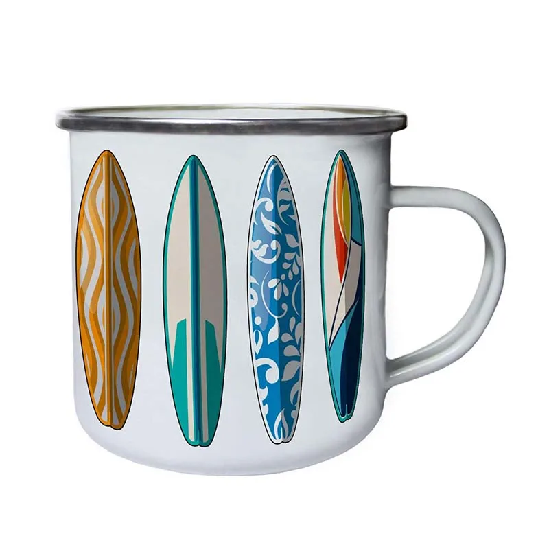 

Stainless Steel Camping Coffee Mug Gift,Surf Surfer Board Retro, Enamel Birthday Christmas Outdoors Metal Enamel Campfire Cup