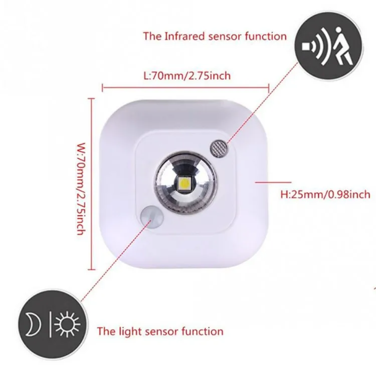 Mini PIR Motion Sensor Light LED Night Light Smart Human Body Induction Nightlight Battery Closet Cabinet Toilet Lamps Light