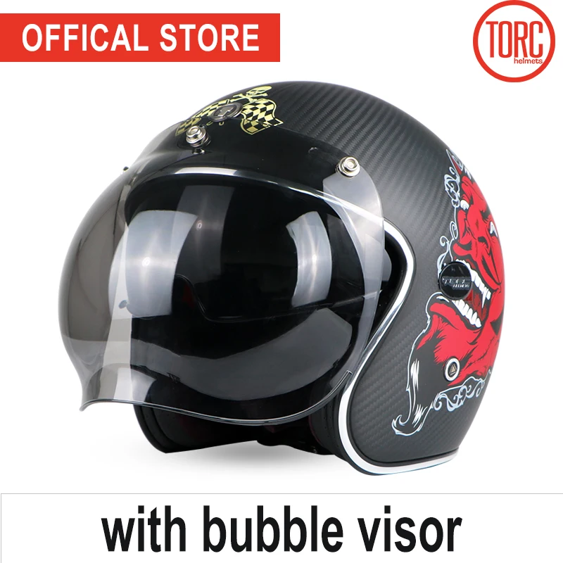TORC carbon fiber motorcycle helmet bubble visor helmet vespa motorbike
