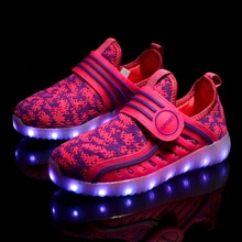 Новинка года; 7 цветов; светящаяся обувь; детская светодиодная обувь для мальчиков и девочек; модные USB перезаряжаемые светодиодные светящиеся туфли для детей; Светодиодный обувь