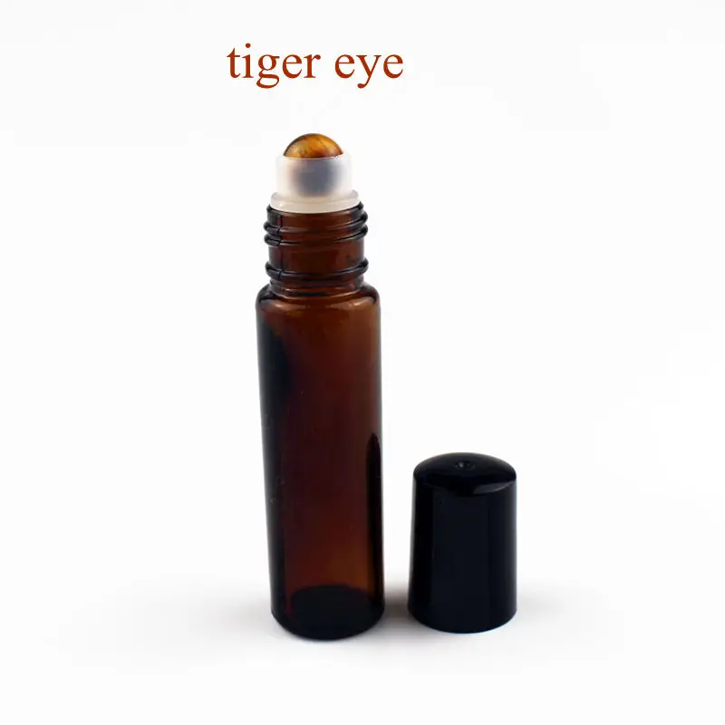 1 шт. 10 мл матовое стекло эфирное масло бутылка с натуральным драгоценным камнем ролик пустой освежители воздуха многоразовые жидкости ролл на - Цвет: amber