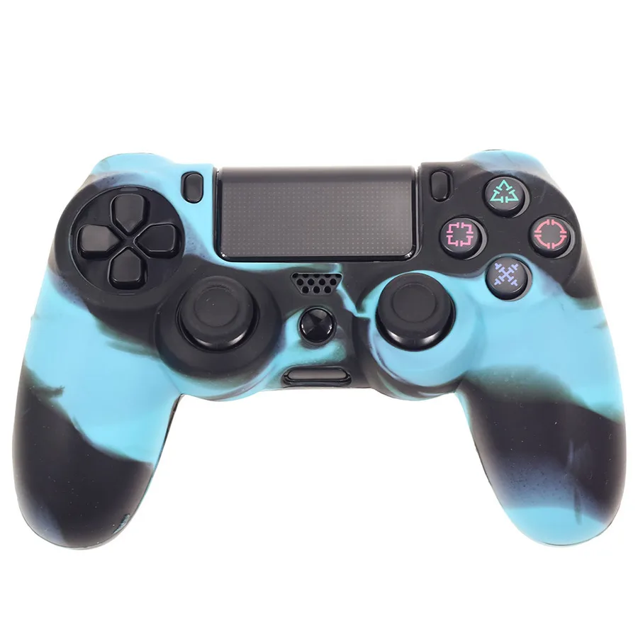 Для наклейка для PS4 чехол игровой контроллер протектор для sony Игровые приставки 4 наклейка для PS4 чехол Защитный чехол для джойстика в виде ракушки для PS4 контроллер - Цвет: Light blue and black