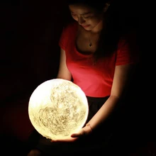 Hot selling 3D Print Moon Lamp with Touch Switch/ Remote control Lunar Lamp Color Changeable Night Lights as gift IY303106
