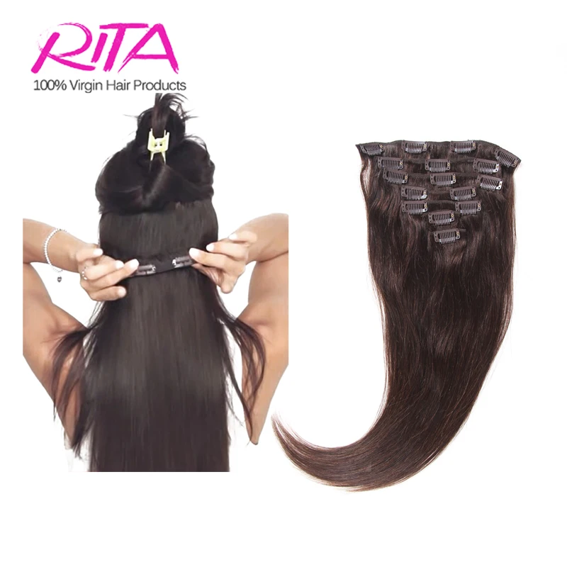 

Rita Hair Clip In Human Hair Extensions Straight Cabelo Humano 100G Human Hair Clip In Extensions 8 Pcs Natural Blonde clips ins