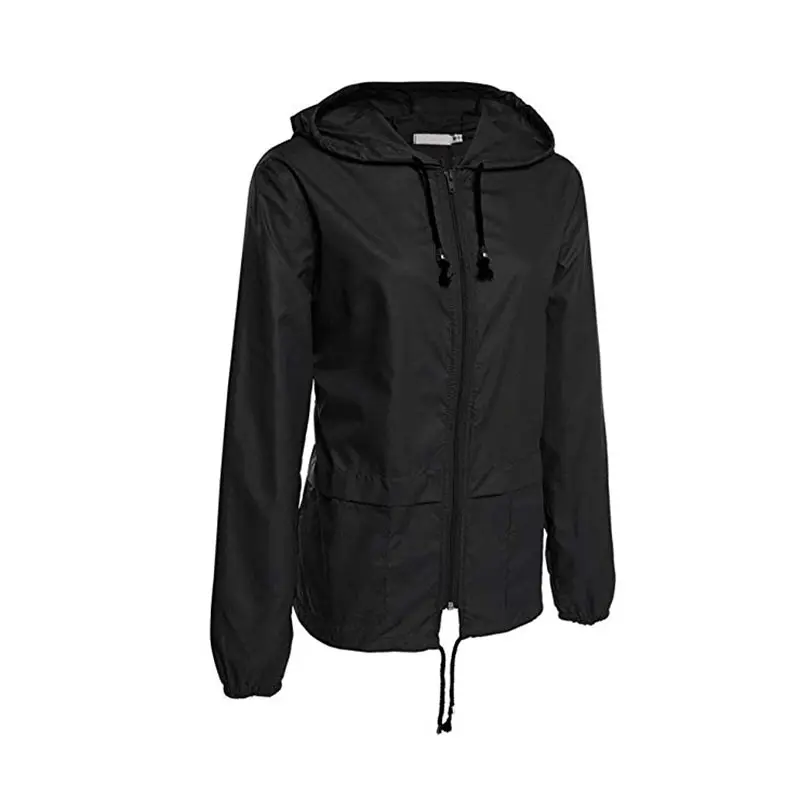 Lightweight Waterproof Raincoat Women Windbreaker Outdoor Zipper Hooded Rain Jacket Casual Long Sleeves Feminino Coats Outwear (4)