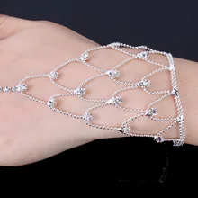 Новая мода леди девушка танцы горный хрусталь перчатки с цепочкой браслет