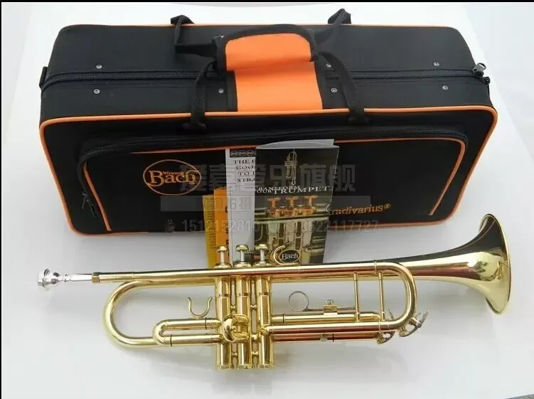 

Bach Gold Lacquer LT180S-43 B Flat Professional Trumpet Bell Top Musical Instruments+ Case