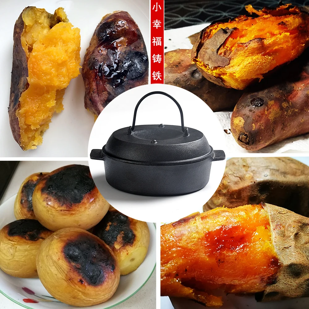 

Flat bottom Cast Iron Cooker Cast Iron Frying Pan Grill Cooker Kitchen Cookware Cooking Tools For Potatoes Corn multifunctional