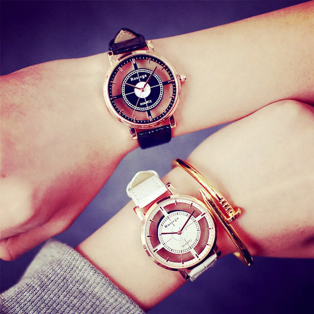 

Bracelets Women Unique Hollow Dial Quartz Fashion Personality Leather Wristwatch Lovers Jewelry Relogio Masculino Drop Shipping