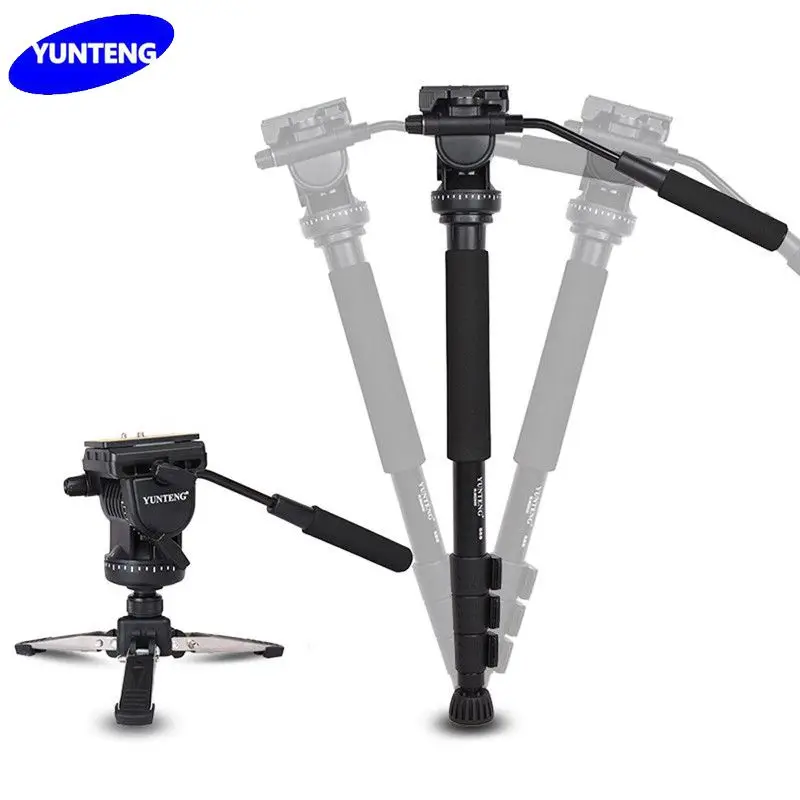 

YUNTENG VCT-588 Monopod Extendable Telescoping with Detachable Mini Tripod Stand Fluid Drag Head For Canon Nikon DSLR Camera