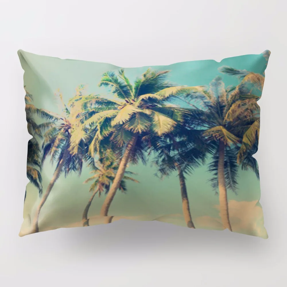 

Rectangular Peach skin cashmere pillow case spring leaves print pattern pillow lumbar pillowcase seat cushion cover B-039