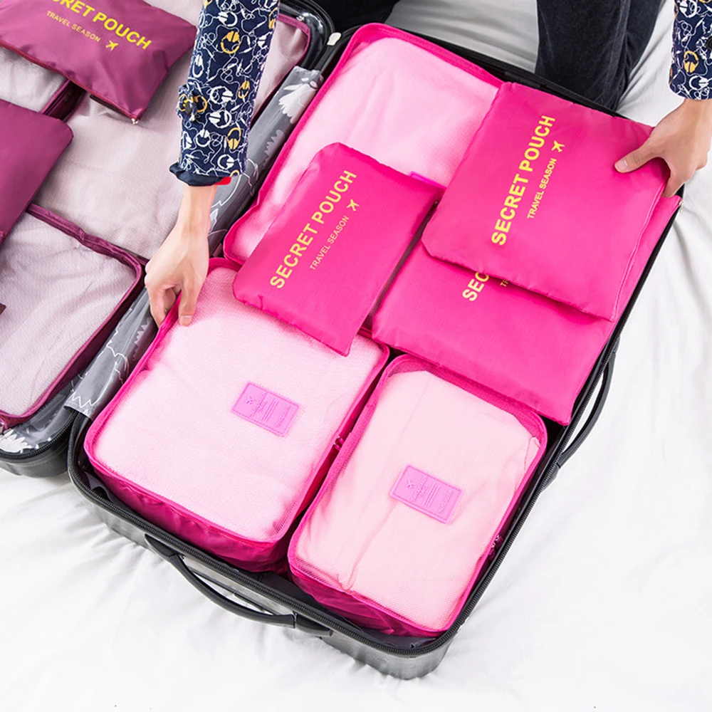 

6PCs/Set Waterproof Nylon Travel Storage Bag Luggage Organizer Large Capacity Travel Clothes Underwear Shoes Sorting