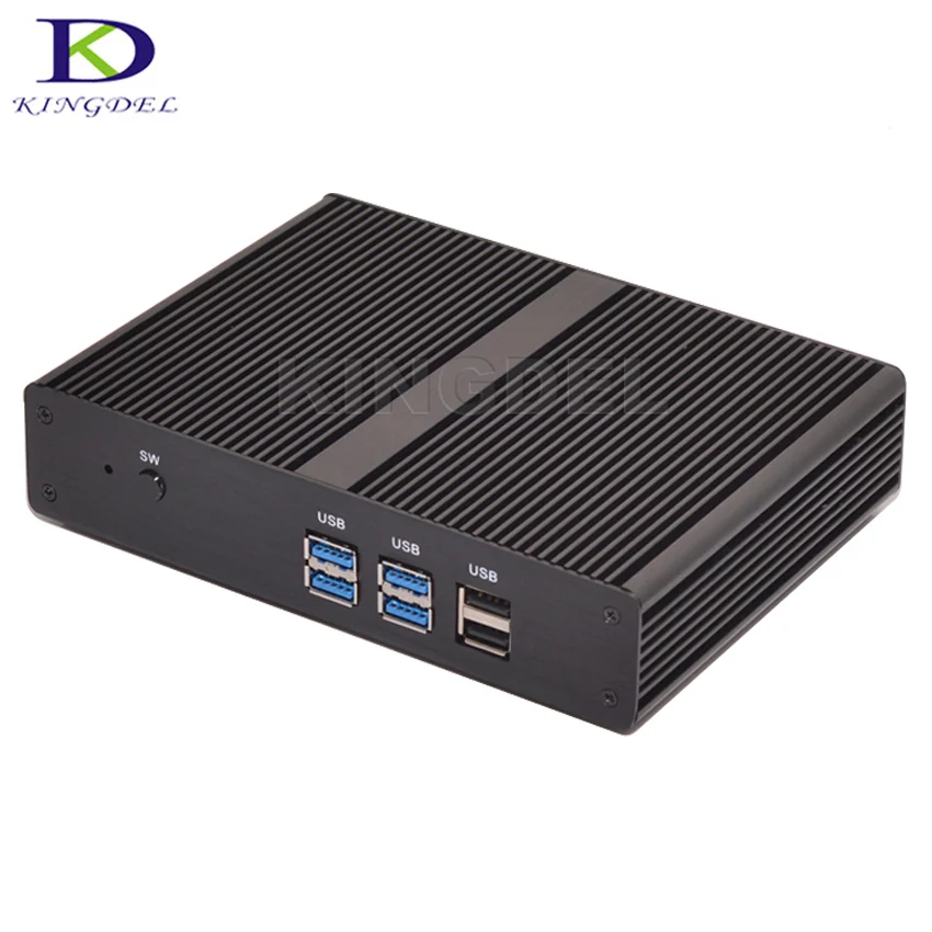 Недорогой безвентиляторный мини ПК Broadwell Intel Celeron 3205U 3215u процессор Windows 10 HTPC Barebone