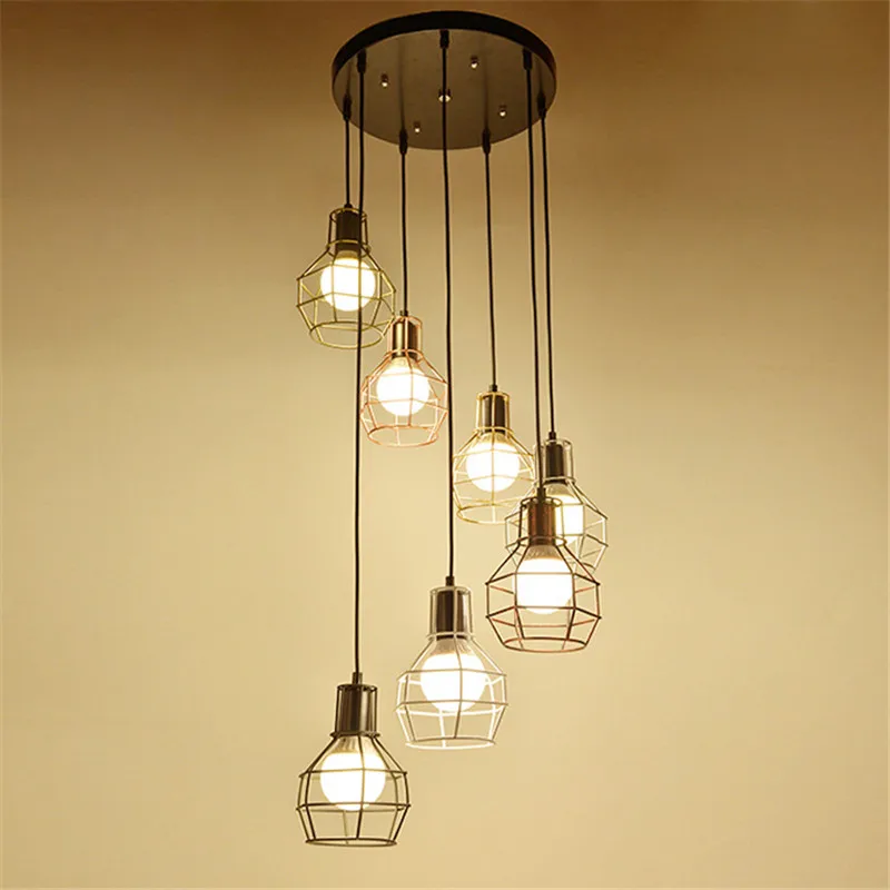 E27 Spider Chandelier Lamp With Iron Cover Vintage Retro