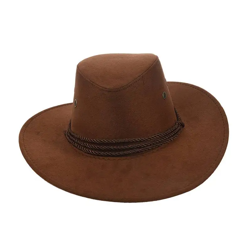 

NEW-New Cowboy Cap Suede Look Wild West Fancy Cowgirl Unisex Hat Coffee