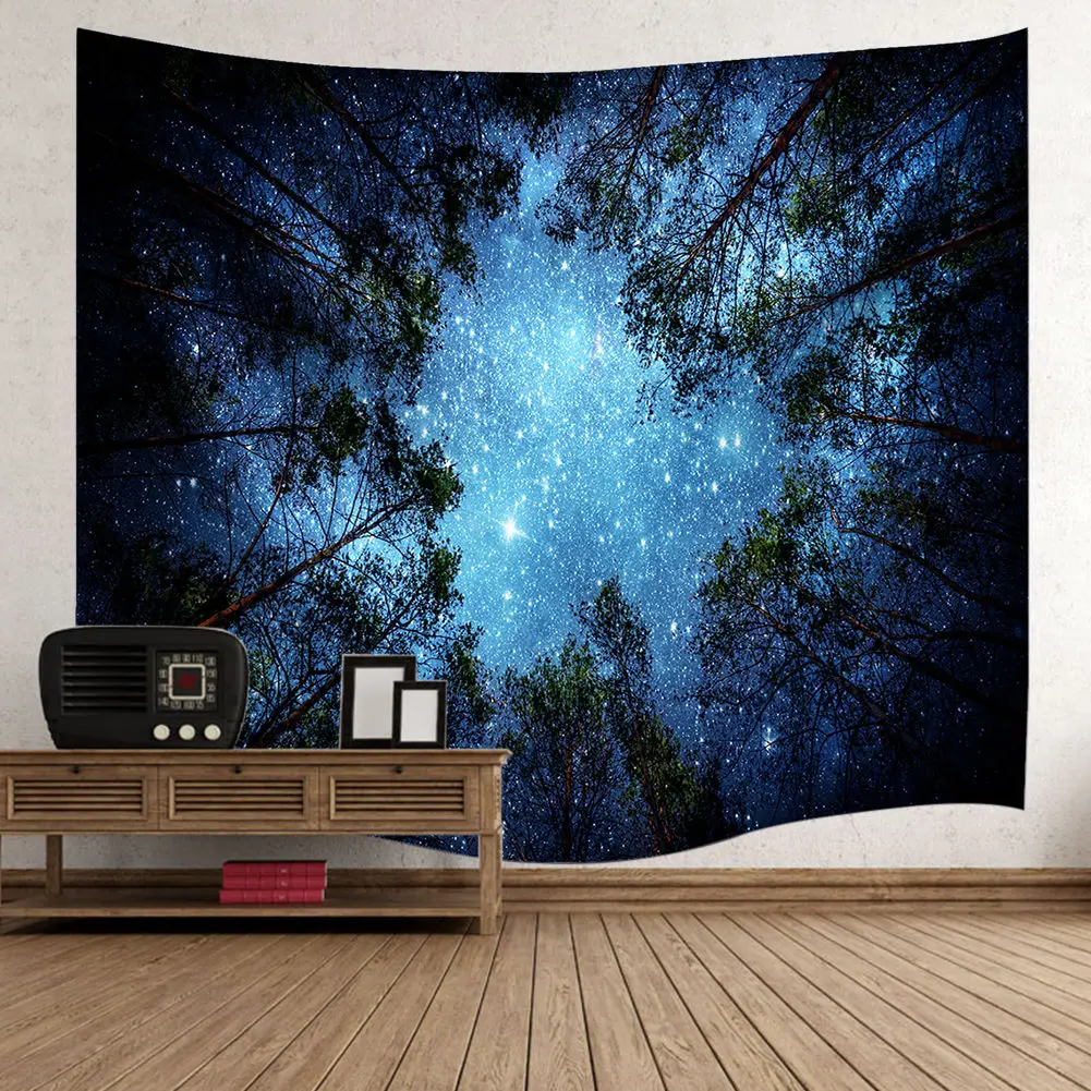 Психоделический лес деревья и звезды Звездное небо ткань настенный декоративный гобелен полиэстер шторы плюс длинный стол покрытие