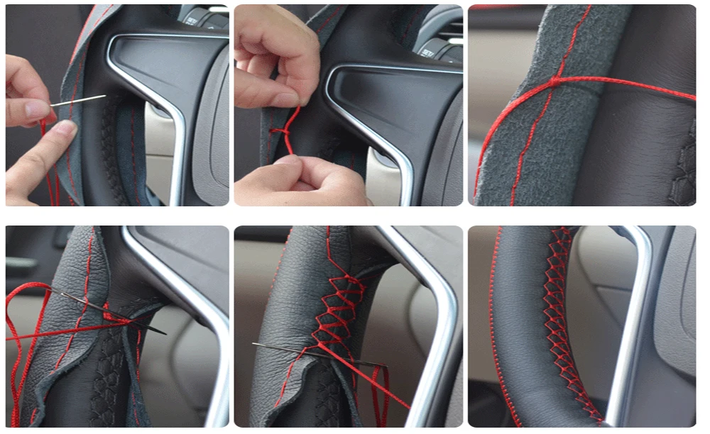 Кожаный чехол для рулевого колеса Diy с иглой и резьбой для Proton Perdana Persona Preve Saga Satria Waja Gen-2 Inspira