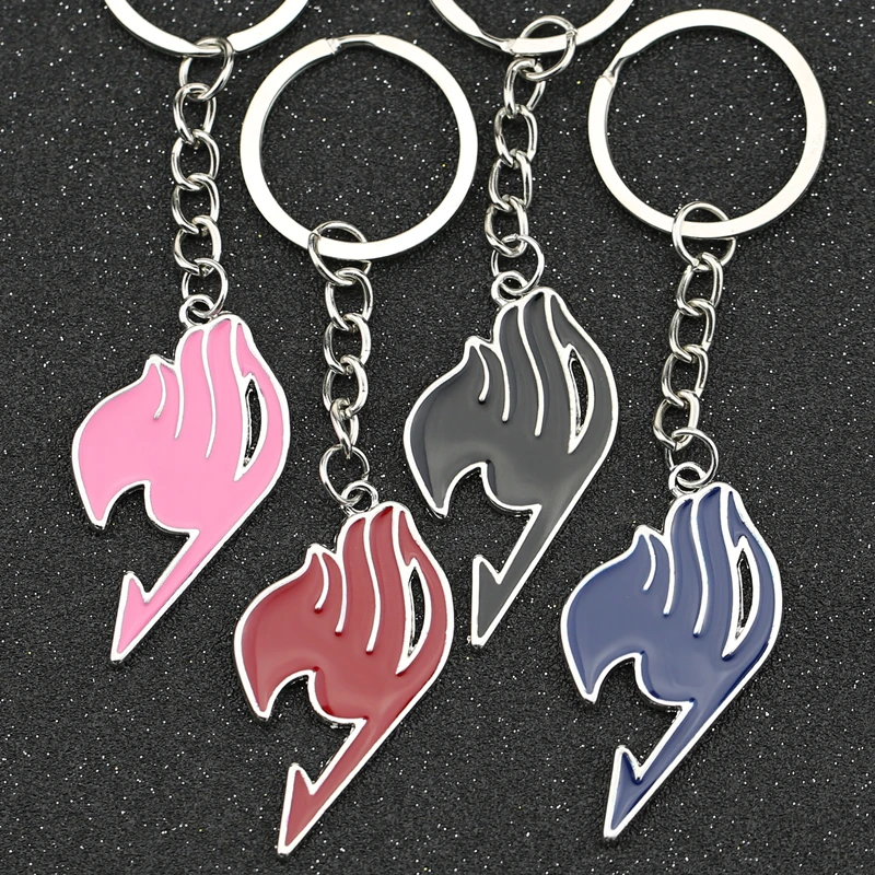 

Fairy Tail Keychain Guild Logo Tattoo Badge Blue Red Pink Black Enamel Keyring Key Chain Ring Anime Fashion Jewelry Wholesale
