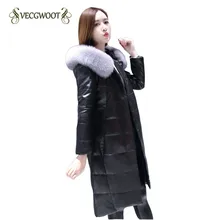 Новинка, женская зимняя куртка из натуральной кожи средней длины, модное приталенное элегантное женское кожаное пальто, высокое качество, большие размеры, WLX127