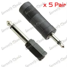 5 пар 6,35 женщин до 3,5 мужчин и 3,5 женщин до 6,35 мужчин моно гитара микрофонный кабель аудио конвертер адаптер соединитель