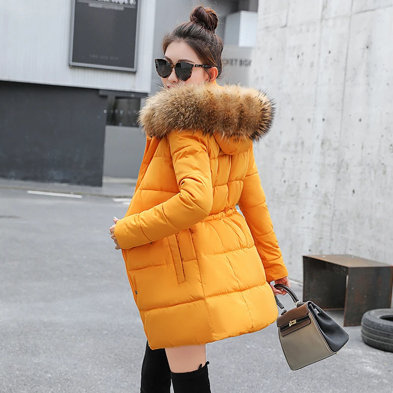 Winter Coat Women's Yellow Coat With Fur Hood Yellow Leather