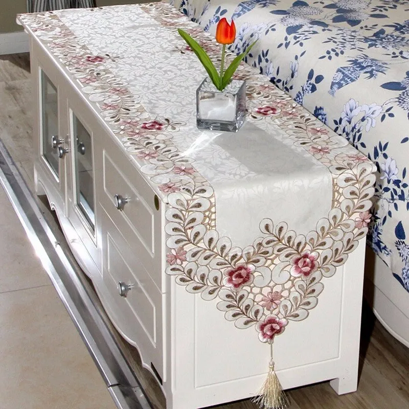 Simple Embroidery Cloth Past Dining Table Runner European Art Simple Embroidery Cloth Past Dining Table Runner European Art Bed Flag Tv Cabinet Cloths Cover Special Cup Mats Home Textile