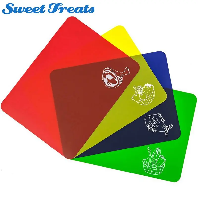 

Sweettreats Cutting Boards, Set of 4 flexible Color coded chopping mats