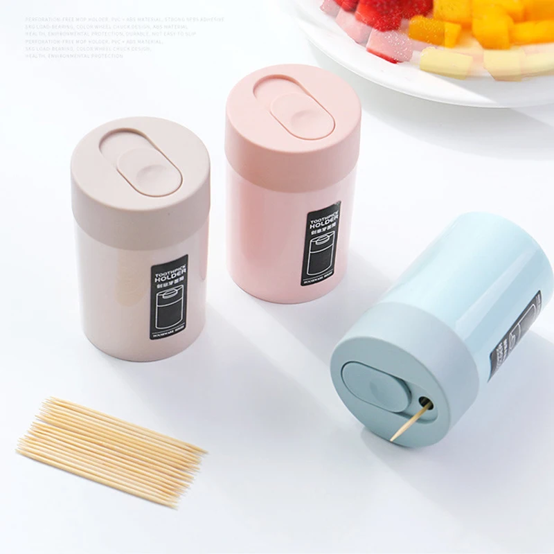 

2019 New Toothpick Holder Cute Plastic Toothpick Storage Box With Hole For Home Table Decorations Blue