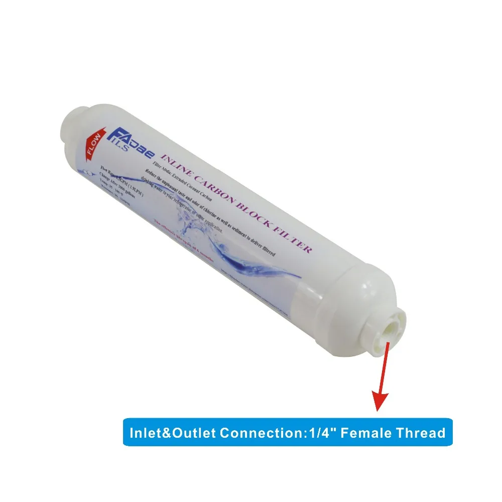 Inline carbon block filter connection