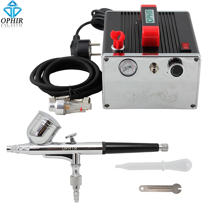 OPHIR NEW Portable Airbrush Kit with Mini Air Compressor for Model
