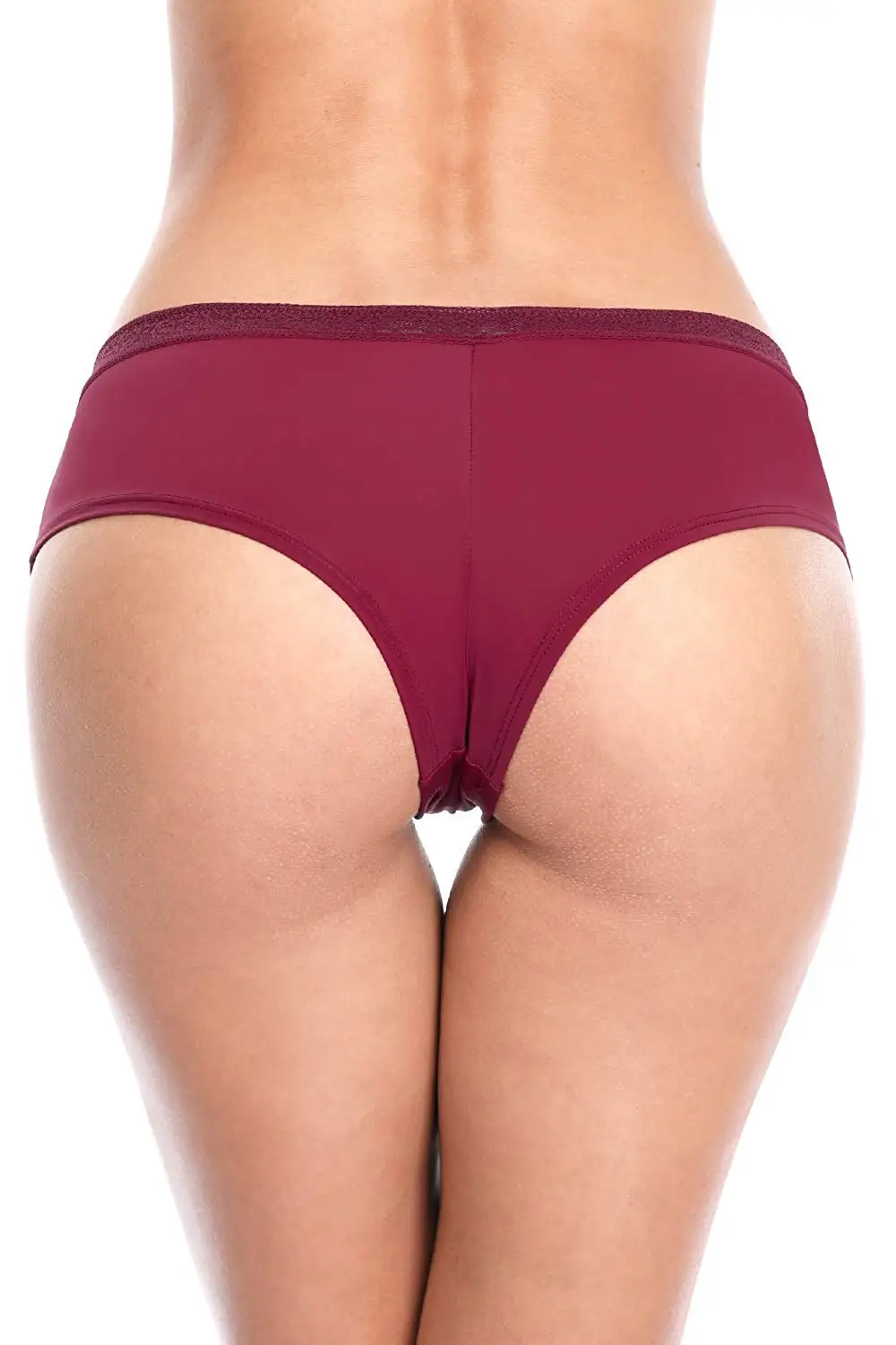 ATTRACO Women's Hipsters Lace Underwear String Panties solid hollow out Briefs Cotton soft skin-friendly comfortable 4 Pack