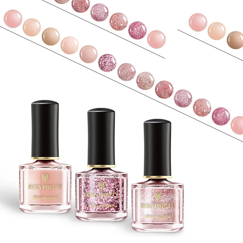 

BORN PRETTY 6ml Rose Gold Series Nail Polish Pink Glitter Sequins Nail Polish Shinny Nail Art Lacquer Varnish